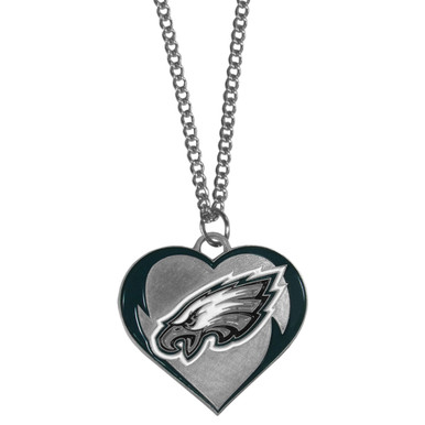 Sterling Silver Philadelphia Eagles Football Helmet Logo Pendant Necklace.  18