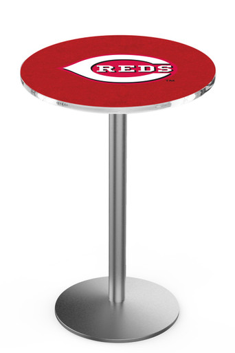 Cincinnati Reds Pub Table with Stainless Steel Round Base - Sports ...