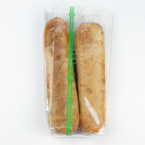 Compostable Cellophane Bag - Back, with seam and print