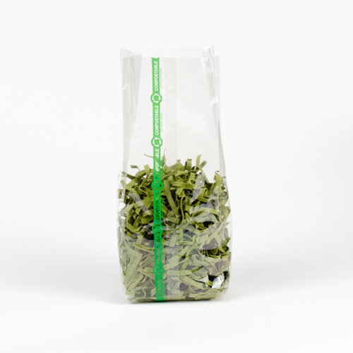 Compostable Cellophane Bag - Back, with seam and print