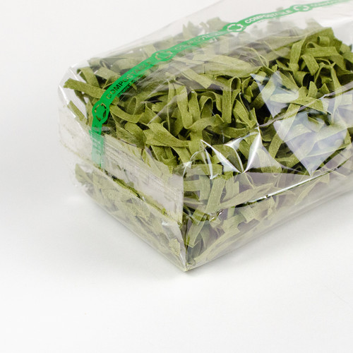 Compostable Cellophane Bag - Print detail and fold-over bottom seal