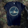 Wyoming Mountain Night Sky Tee – Unisex Outdoor Adventure Shirt, Crescent Moon & Devils Tower Graphic, Nature Lover Camping Gift