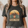 Peaks & Pines Retro Camping Tee – Unisex Outdoor Adventure Shirt, Mountain & Campfire Graphic, Nature Lover Gift