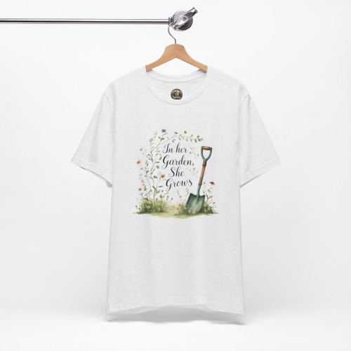 In Her Garden, She Grows T-Shirt – Inspirational Unisex Tee for Gardeners & Nature Lovers