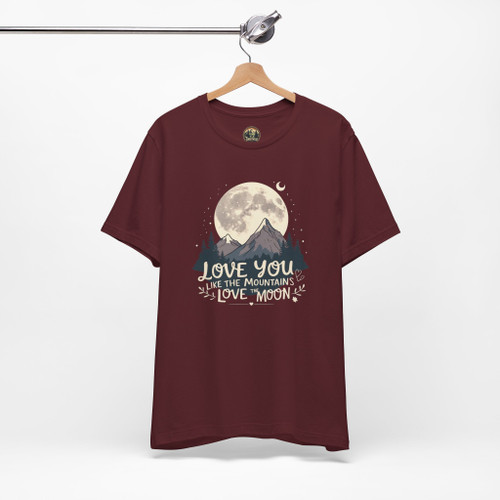 Love You Like the Mountains Love the Moon T-Shirt – Nature-Inspired Unisex Tee with Rustic Boho Vibes