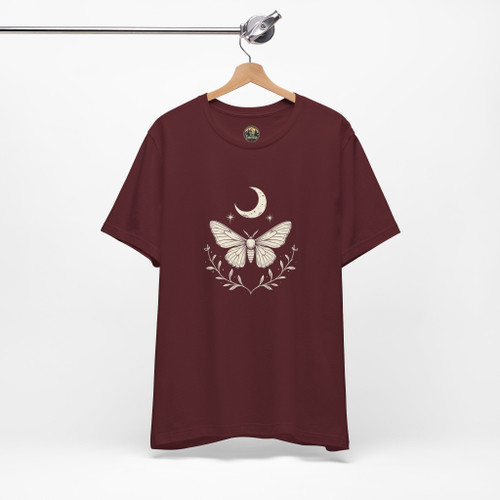 Mystical Butterfly and Moon T-Shirt – Boho Nature Graphic Tee, Unisex Shirt for Spiritual & Cottagecore Style Lovers