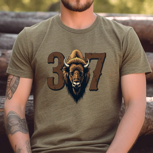 307 Buffalo Tee – Wyoming Graphic Shirt, Nature-Inspired Gift, Unisex Casual Apparel