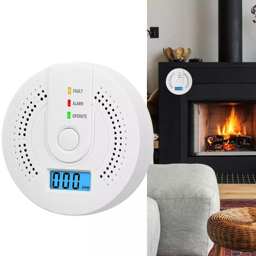 Carbon Monoxide Alarm Detector Independent CO Alarm Sensor Carbon Monoxide Alarm Detector High Sensitive Warning LCD Display CO Alarm for Home Warehouse