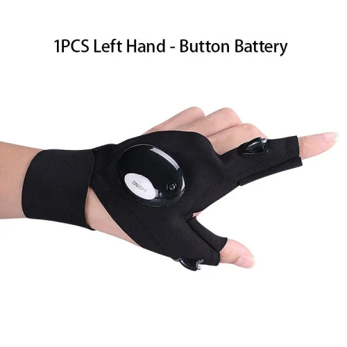 Half Finger LED Flashlight Glove LED Flashlight Fishing Strap Fingerless Gloves Waterproof Cycling Camping Hiking Rescue Glove Lamp Lighting Gloves