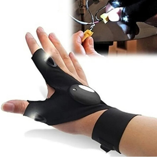 Half Finger LED Flashlight Glove LED Flashlight Fishing Strap Fingerless Gloves Waterproof Cycling Camping Hiking Rescue Glove Lamp Lighting Gloves