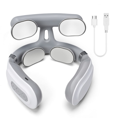 4-Head Cervical Neck Massager Smart Neck Shoulder Massager With Intelligent Voice Portable Cervical Massage Device 4 Pads 6 Massage Modes 16 Levels Ideal Gift