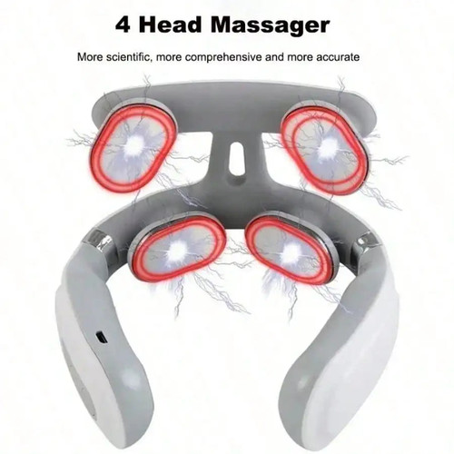 4-Head Cervical Neck Massager Smart Neck Shoulder Massager With Intelligent Voice Portable Cervical Massage Device 4 Pads 6 Massage Modes 16 Levels Ideal Gift