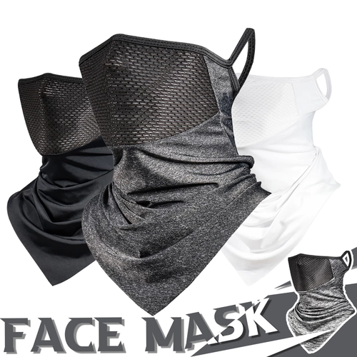 Hiking and Cycling Scarf Mask Ear Hanging Mask Ice Silk Riding Triangle Headscarf Cycling Equipment Face Cover Mask Breathable Outdoor Sports Nylon Cool Mask