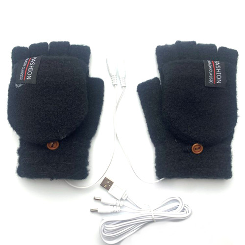 Double Sided USB Heated Gloves Unisex USB Electric Heating Winter Outdoor Heated Gloves Pure Color Full&Half Finger Warmer Mitten Hand Warmer Electric Thermal