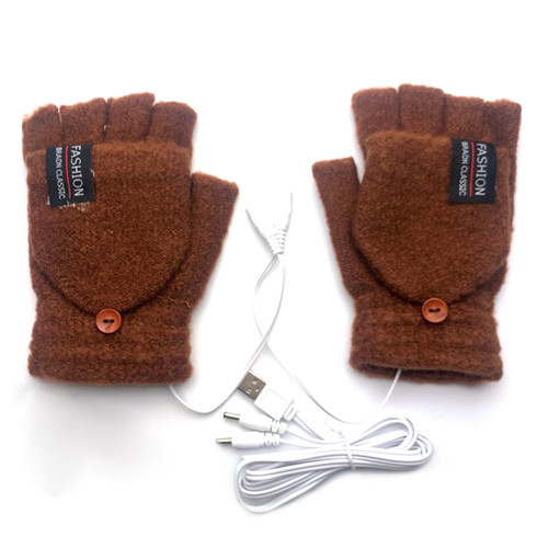 Double Sided USB Heated Gloves Unisex USB Electric Heating Winter Outdoor Heated Gloves Pure Color Full&Half Finger Warmer Mitten Hand Warmer Electric Thermal