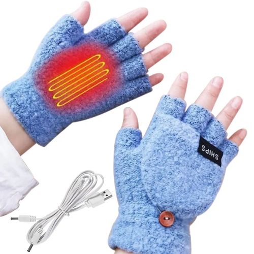 Double Sided USB Heated Gloves Unisex USB Electric Heating Winter Outdoor Heated Gloves Pure Color Full&Half Finger Warmer Mitten Hand Warmer Electric Thermal
