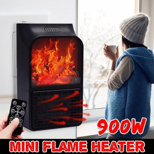 Mini Flame Effect Plug Heater Portable Space Heater Electric Heater Heating for Room 3D Flame Mini Heating Fans Remote Control Wall Mounted Heating