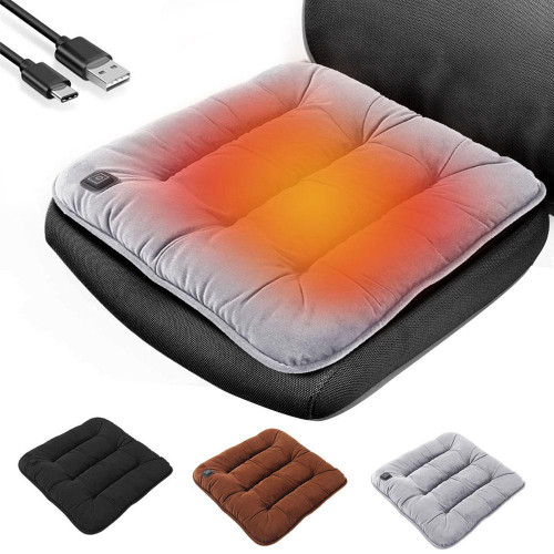 USB Heating Seat Cushion Car Heated Seat Cushion Winter Plush Seat Cushion Quick-Heating For Car, Home, 12V USB Electric Heating Single Pad