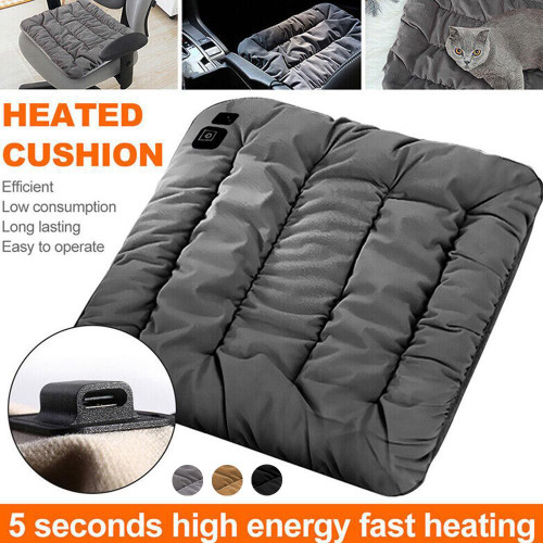 USB Heating Seat Cushion Car Heated Seat Cushion Winter Plush Seat Cushion Quick-Heating For Car, Home, 12V USB Electric Heating Single Pad