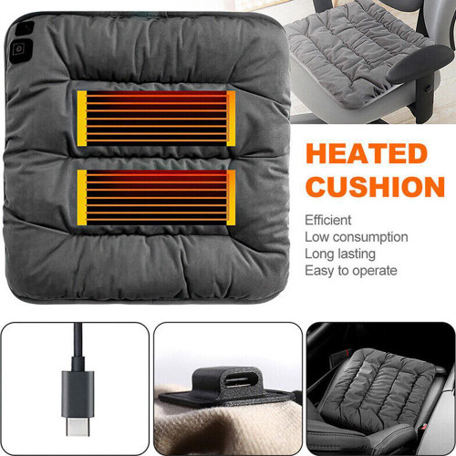 USB Heating Seat Cushion Car Heated Seat Cushion Winter Plush Seat Cushion Quick-Heating For Car, Home, 12V USB Electric Heating Single Pad