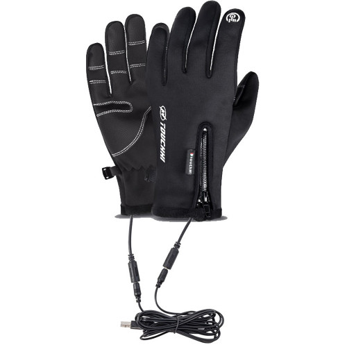 Water-Resistant USB Heated Gloves USB Touch Screen Gloves Electric Heated Hand Warmer Winter Ski Gloves Anti-Slip Glove for Cycling Running Driving