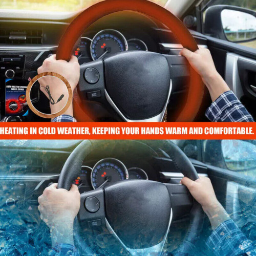 Heated Car Steering Wheel Cover Comfortable 12V Heated Steering Wheel Cover Winter Anti-slip Car Heating Hand Warmer Warm Steering Wheel Heater Car Accessories