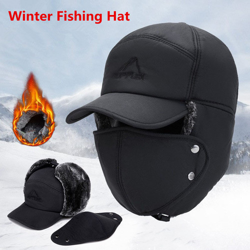 Men's Fishing Hat Winter Thickened Hats Winter Warm Thickened Artificial Fur Baseball Hat Men's and Women's Skiing Soft Extreme Cold Hat Fishing Hat Outdoor