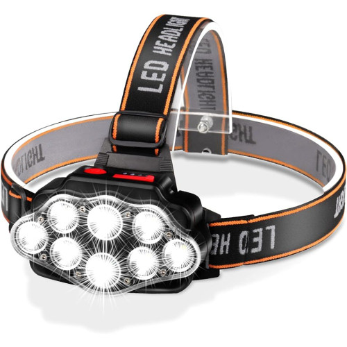 Longshot 8 LED Head Torch LEDs USB Rechargeable Headlamp High Lumen Bright Head Lamp With 8 LED USB Headlight IPX4 Waterproof Head Flashlight Camping Light