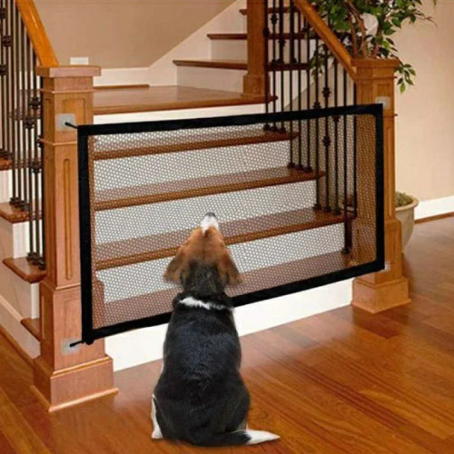 Indoor Dog Barrier Gate Pet Barrier Fences Mesh Dog Gate Folding Stairs Entrance Separation Guard Portable Breathable Children Safety Playpen