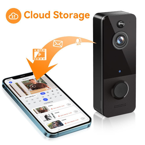 Wireless Smart Wi-Fi Video Doorbell HD Video Doorbell Camera 2-Way Audio Doorbell WIFI Wireless Doorbell Night Vision Intelligent Cloud Storage HD Wide-Angle View