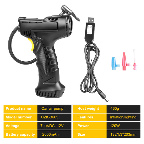 Car Tyre Inflator Gun 120W Rechargeable Air Compressor Wireless Inflatable Pump Portable Air Pump Digital Auto Car Automatic Tire Inflator Equipment
