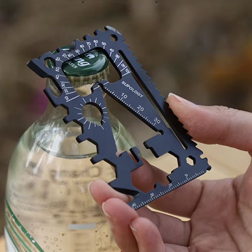 2pcs 18-in-1 EDC Tool Card 18-in-1 EDC Tool Card, Strong Steel Multi-Function Bottle/Can Opener, Screwdriver, Wrench & Card Folding EDC Tools Card