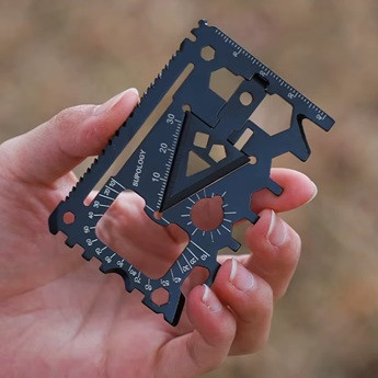 2pcs 18-in-1 EDC Tool Card 18-in-1 EDC Tool Card, Strong Steel Multi-Function Bottle/Can Opener, Screwdriver, Wrench & Card Folding EDC Tools Card