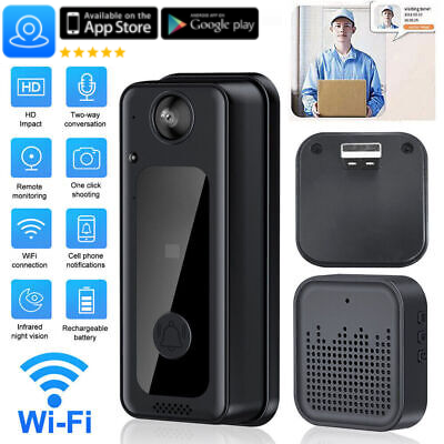 Smart Video Stream Doorbell with Real-Time Streaming Tuya WIFI Wireless Smart Doorbell Camera with 125° Wide Angle Visual Indoor Chime HD Video Night Vision