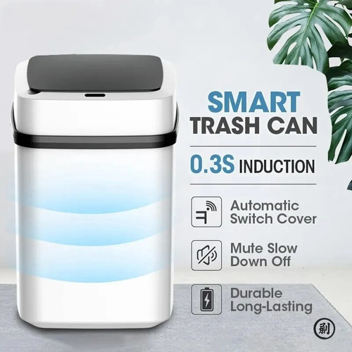 Touch-free Motion Sensor Bin Kitchen Trash Bin 13L Bathroom Touch Trash Can In The Toilet Smart Garbage Bucket Waste Bins Dustbin Smart Trash Can Kitchen