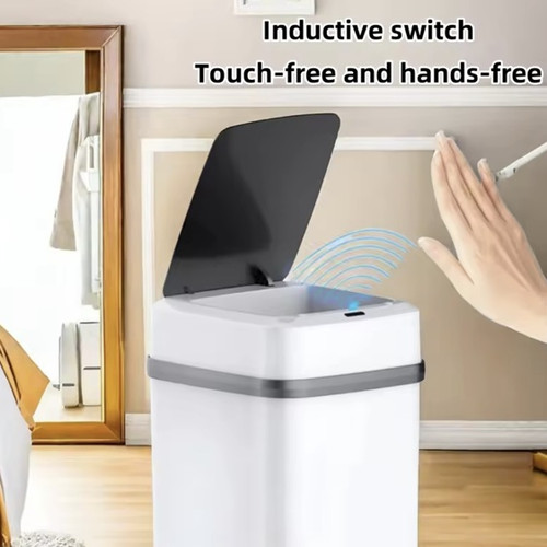 Touch-free Motion Sensor Bin Kitchen Trash Bin 13L Bathroom Touch Trash Can In The Toilet Smart Garbage Bucket Waste Bins Dustbin Smart Trash Can Kitchen