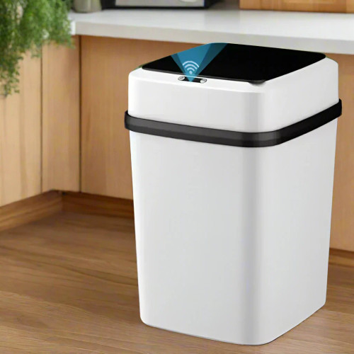 Touch-free Motion Sensor Bin Kitchen Trash Bin 13L Bathroom Touch Trash Can In The Toilet Smart Garbage Bucket Waste Bins Dustbin Smart Trash Can Kitchen