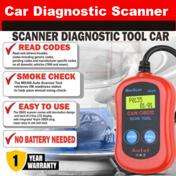 MS300 OBDII Diagnostic Scanner Code Reader Car Diagnostic Tool Universal for Cars LCD Car Diagnostic Scanner