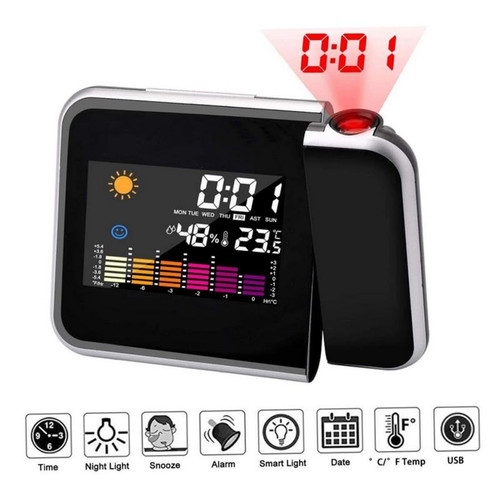 Projection Alarm Clock New Alarm Clock With Night Backlight Colour Digital LED Screen Projector Adjustable Projection Angle For Home Living Room