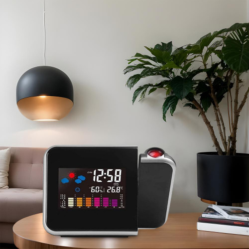 Projection Alarm Clock New Alarm Clock With Night Backlight Colour Digital LED Screen Projector Adjustable Projection Angle For Home Living Room