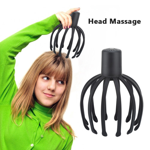 Vibrating Head Scalp Massager Electric Octopus Claw Scalp Massager Head Relax- 12 TPE 3D Arms + 3 Gears, USB 15-Min Auto-Shutoff for Stress Fatigue Relief