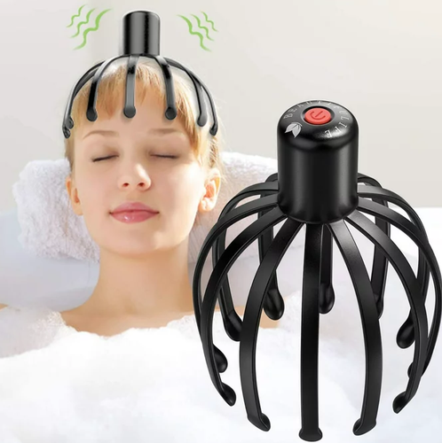 Vibrating Head Scalp Massager Electric Octopus Claw Scalp Massager Head Relax- 12 TPE 3D Arms + 3 Gears, USB 15-Min Auto-Shutoff for Stress Fatigue Relief