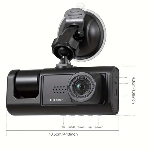 Front and Inside Dash Cam 3 Channel 1080P Dual camera for cars car camera with IR Night Vision, Loop Recording, wide angle Car DVR Cameras