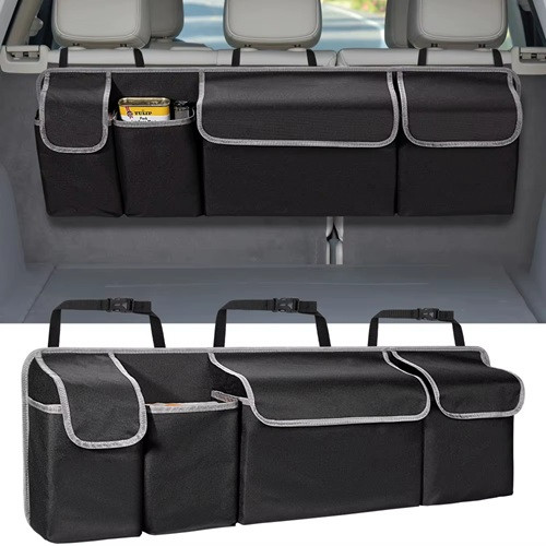SUV Car Boot Organiser with 4 Pockets SUV Car Trunk Organizer Backseat Storage Bag Hanging Organizer for SUV Truck MPV with Multi Pockets Durable Seat Back Organizer