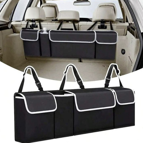 SUV Car Boot Organiser with 4 Pockets SUV Car Trunk Organizer Backseat Storage Bag Hanging Organizer for SUV Truck MPV with Multi Pockets Durable Seat Back Organizer