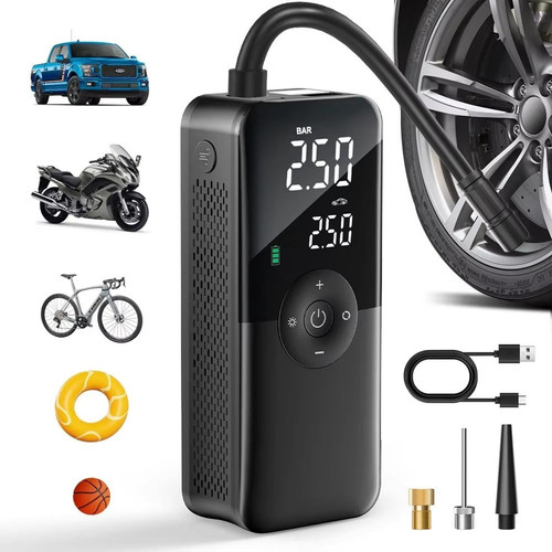 Air Compressor Tyre Inflator Rechargeable Air Pump Tire Inflator Portable Compressor Digital Cordless Car Tyre Inflator For Bicycle Balls
