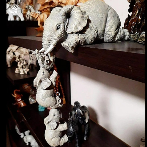 Cute Elephant Figurines 3 Pcs/set Cute Elephant Hug Baby Doll Resin Handicraft Decoration Home Decor Gift Decorative Figurines Miniatures Accessories