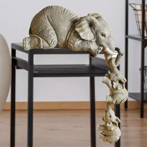 Cute Elephant Figurines 3 Pcs/set Cute Elephant Hug Baby Doll Resin Handicraft Decoration Home Decor Gift Decorative Figurines Miniatures Accessories