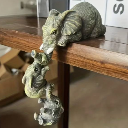 Cute Elephant Figurines 3 Pcs/set Cute Elephant Hug Baby Doll Resin Handicraft Decoration Home Decor Gift Decorative Figurines Miniatures Accessories