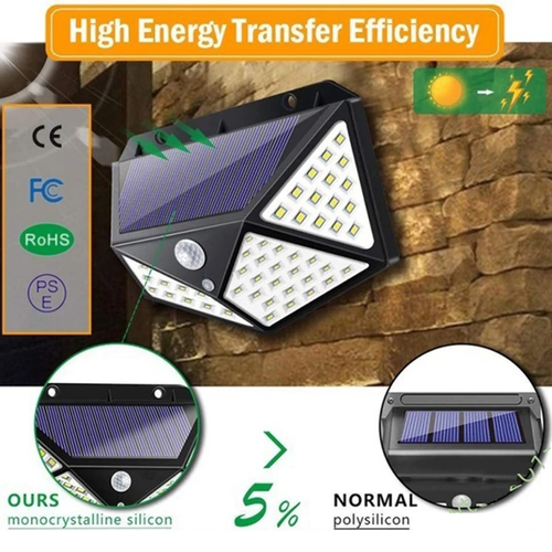 100 LED Solar Wall Lamp 4 Sides Luminous With Motion Sensor Outdoor Garden Courtyard Waterproof Wall Light 100 LED Motion Sensor Solar Light